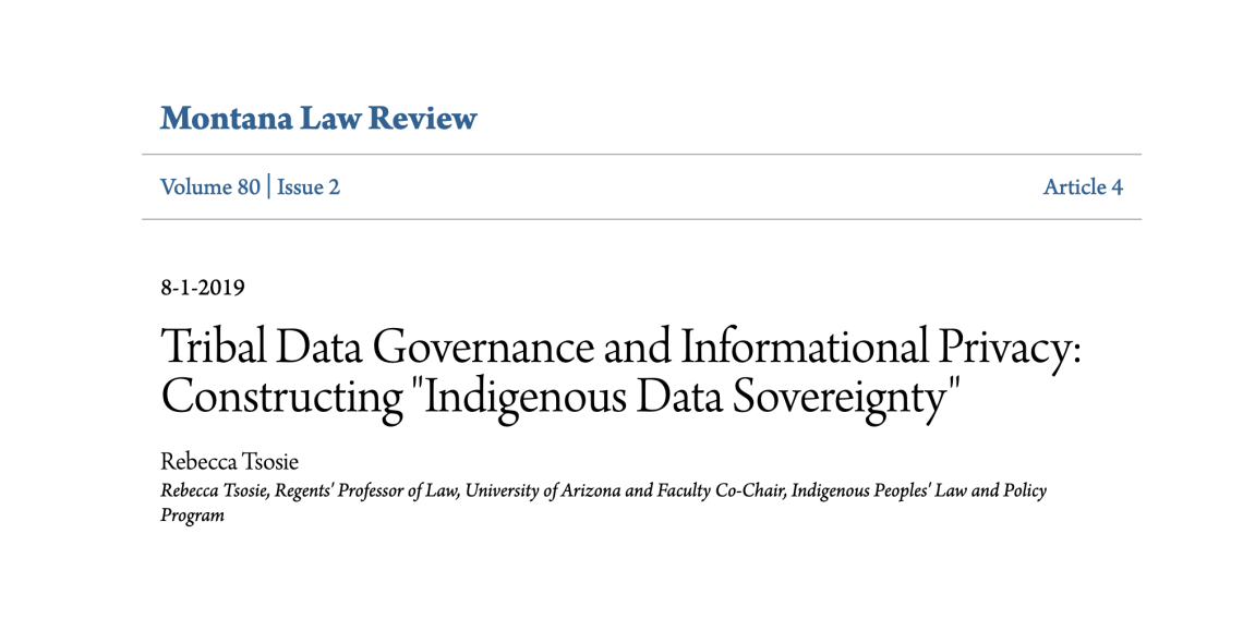 Tribal Data Governance And Informational Privacy: Constructing ...